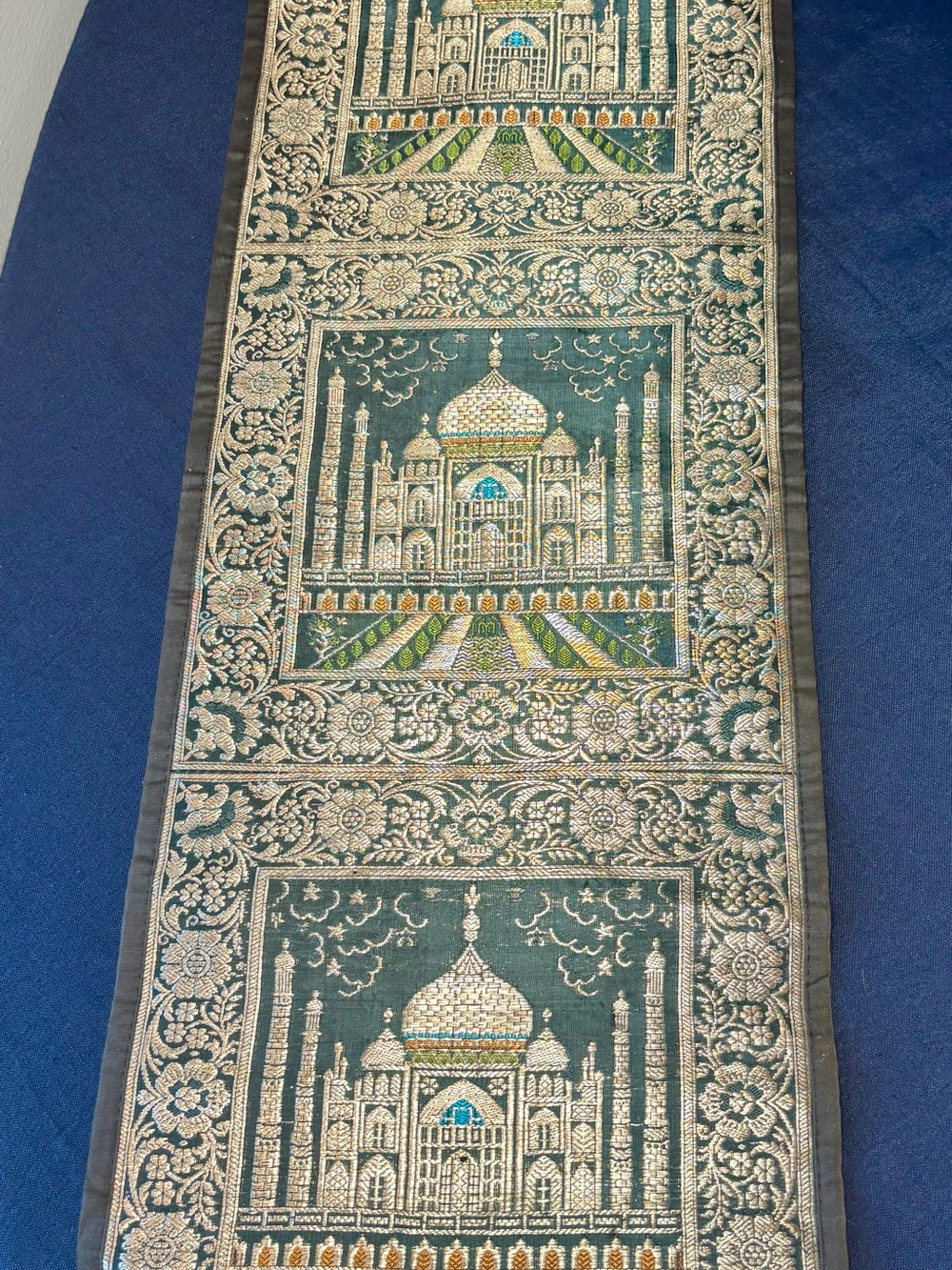 Embroidered Green Mosque Tapestry Wall Hanging - Decorative Home Accent